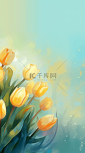 清新春天黄色郁金香花丛背景
