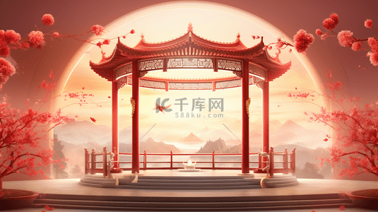 梅花红色边框背景图片_彩色中国风古典装饰春节边框背景7