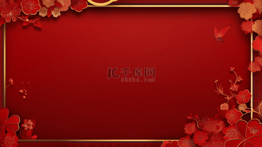 灯笼红背景背景图片_国风红金新年灯笼边框背景
