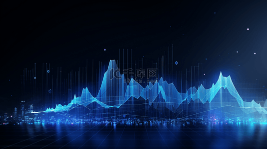 柱状分析图背景图片_蓝色科技感电波柱状图背景11