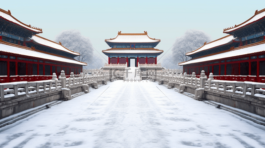 北京国风背景图片_唯美冬季故宫雪景图片31