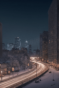 冬季下雪城市夜景摄影图200