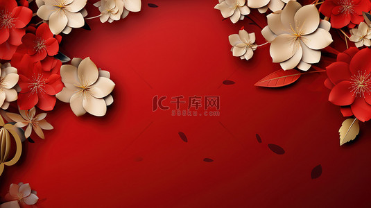 镀金花瓣红色背景3