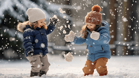 小孩打雪仗摄影照片_冬天大雪小孩玩雪雪地积雪人物摄影4