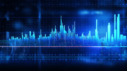 蓝色科技感电波柱状图背景2