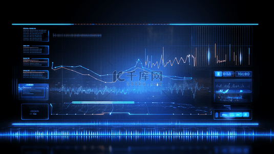 柱状分析图背景图片_蓝色科技感电波柱状图背景12