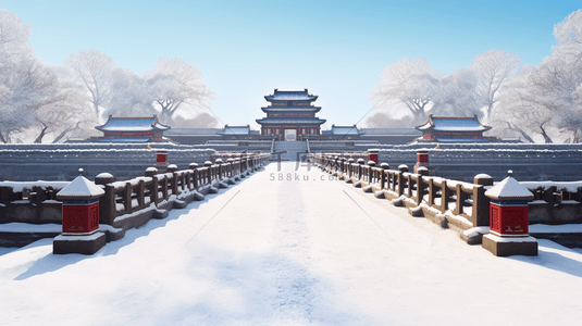 国风北京背景图片_唯美冬季故宫雪景图片27