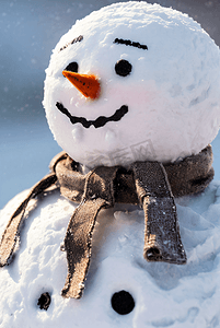 可爱43摄影照片_冬季雪地上的圣诞雪人图43