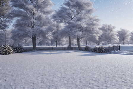 鹦鹉卡通图片摄影照片_冬季林间雪地雪景图片92