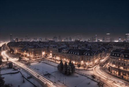 冬季下雪城市夜景摄影图120