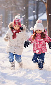 寒冷冬季打雪仗玩雪小孩摄影图11