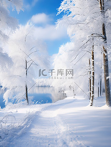 宁静冬天白雪皑皑的树木10背景素材