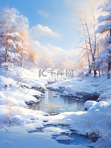 冬季雪景冬至背景图片_清晨阳光的冬天雪景2设计图