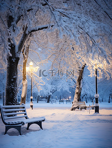 宁静的城市公园冬天雪景8设计