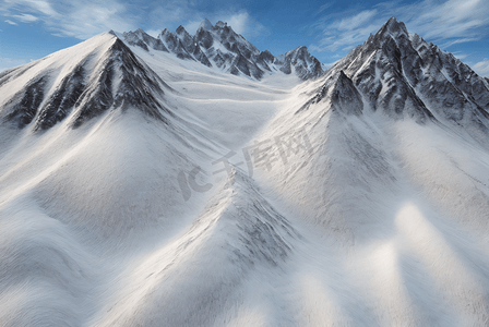 73摄影照片_寒冷冬季高山积雪风景图73