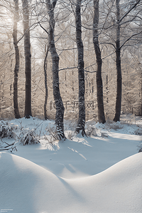 雪天树挂背景图片_寒冷冬季白色雪景图120
