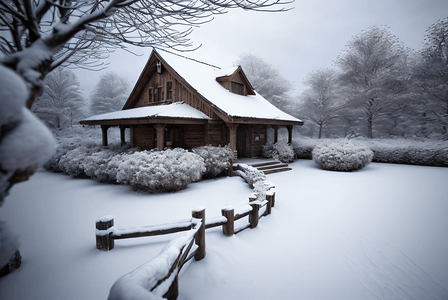 寒冷冬季别墅雪景图26