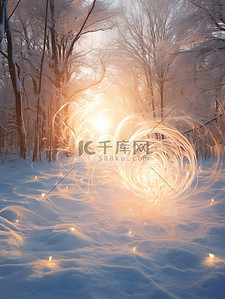 冬天温暖背景图片_清晨阳光的冬天雪景7背景图
