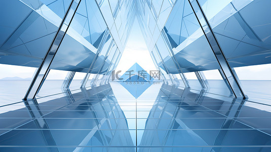 浅蓝色玻璃简约几何背景3