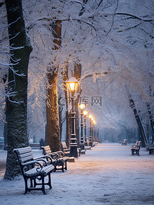宁静的城市公园冬天雪景3背景图
