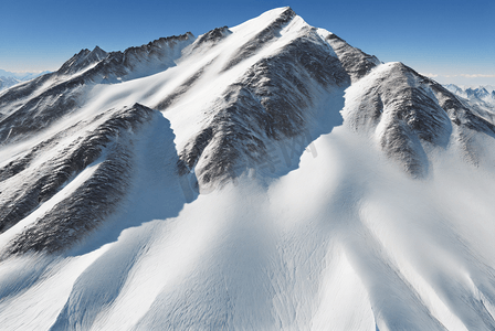 寒冷冬季高山积雪风景图24