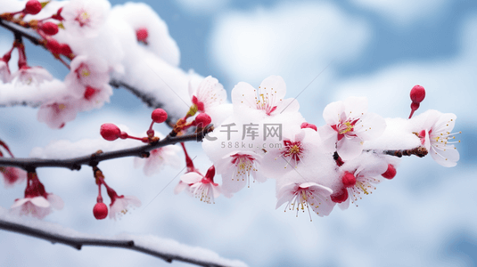 冬季一枝梅花雪景风景图片8