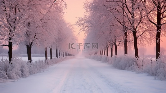 美丽的冬季道路雪景7设计图