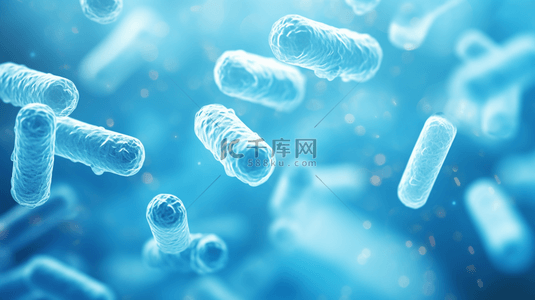 病毒背景背景图片_蓝色杆状病菌药物微观世界背景(5)