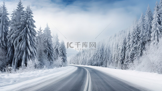 山路背景图片_山路弯弯曲曲冬天雪景6设计