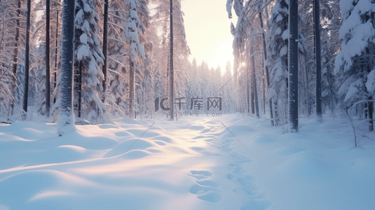 冬季雪花背景图片_冬季雪景树林风景图片14