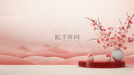 粉色淡雅中国风春节装饰背景1