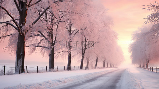美丽的冬季道路雪景13素材