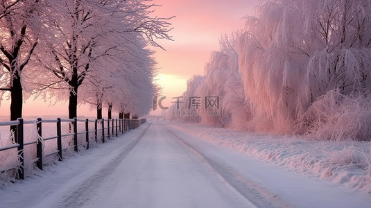 街景公园背景图片_美丽的冬季道路雪景4图片