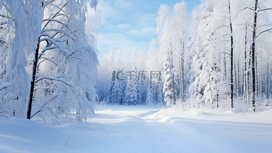 风景图片横板背景图片_冬季雪景树林风景图片15