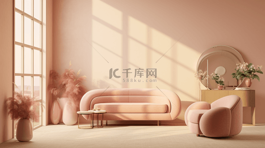沙发单人椅背景图片_暖色现代感室内一角温馨背景4