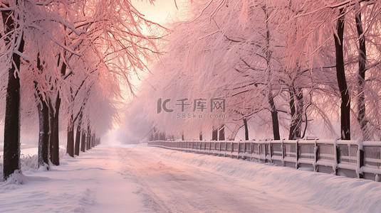 美丽的冬季道路雪景18背景图