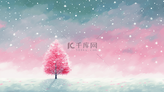 小清新树林背景图片_彩色渐变淡雅唯美冬季雪景背景13
