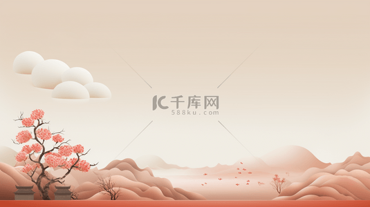 国远山背景图片_粉色淡雅中国风春节装饰背景18