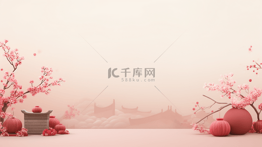 中国风背景图片_粉色淡雅中国风春节装饰背景31