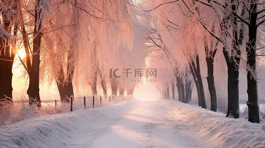 美丽的冬季道路雪景17背景图