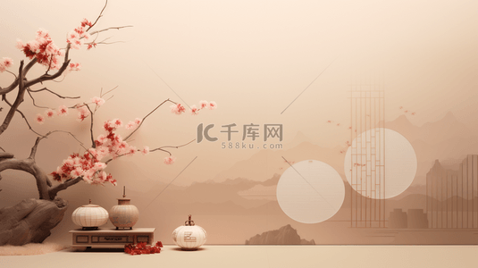 粉色淡雅中国风春节装饰背景16