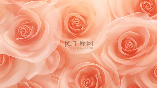 玫瑰花渐变背景图片_柔和桃色渐变半透明玫瑰花设计