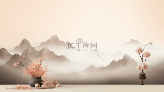 粉色淡雅中国风春节装饰背景11