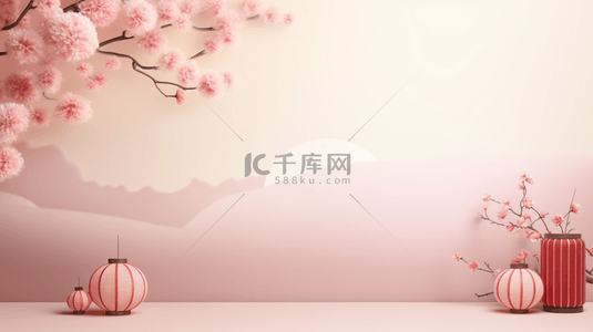 粉色淡雅中国风春节装饰背景13