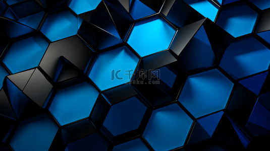 蓝色几何体堆积创意背景14