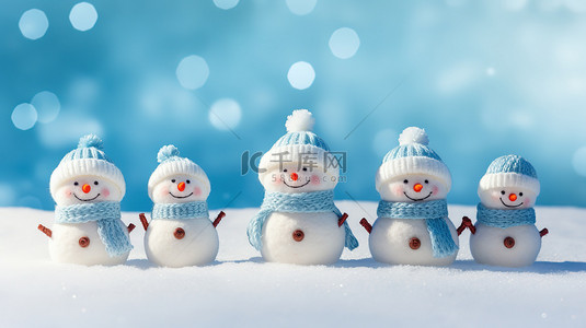 蓝帽子雪人背景图片_雪地上可爱的雪人10设计图