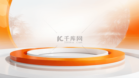 白色科技背景图片_橙色白色科技感圆环圆盘背景(7)