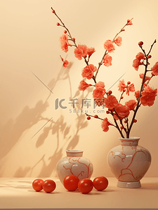 摆件饰品背景图片_红色花艺插花唯美背景29