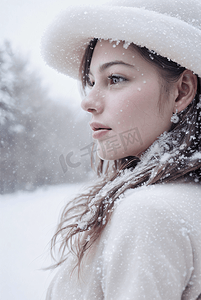 冬日外国年轻女性人像肖像摄影图0
