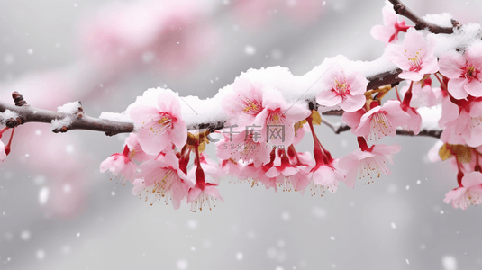 冬季一枝梅花雪景风景图片6